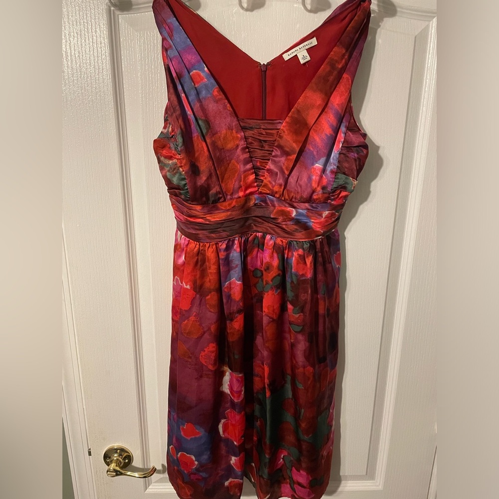 Red Floral Banana Republic Dress Size 8